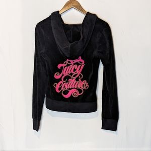 Juicy Couture Y2K classic velvet full zip jacket black and pink